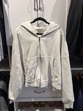 Elwood Rectangular Zip Hoodie Light Gray
